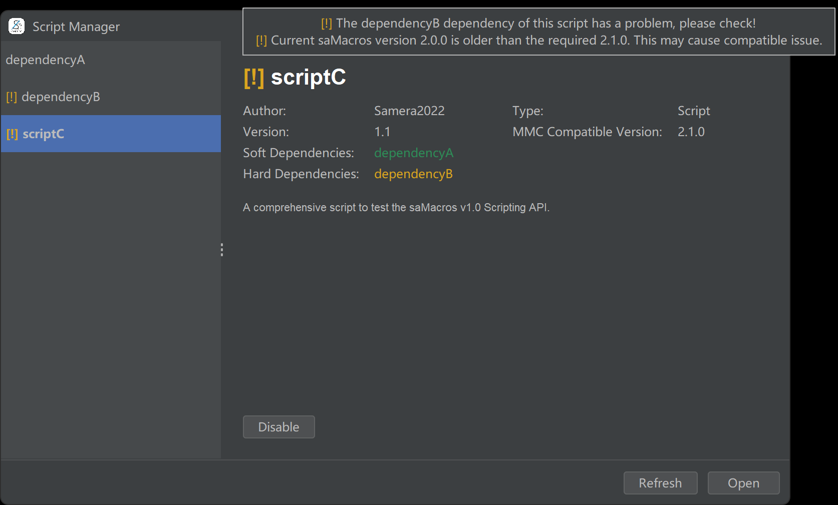saMacros 脚本检查